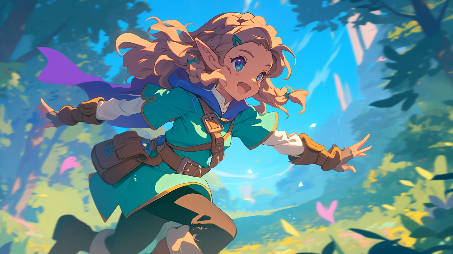 Elf Warrior running through the Forest Kingdom
